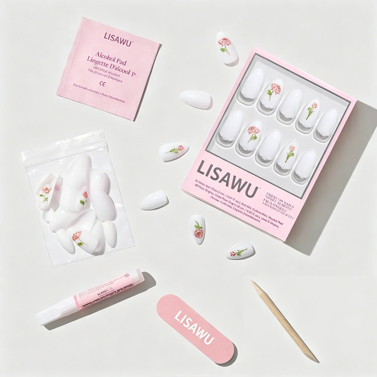 Floral Glow press-on nail design - accent nail style detail