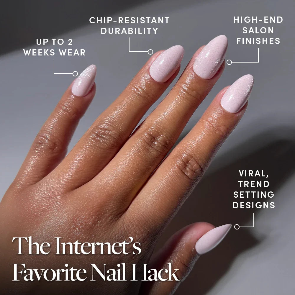 Forever Pink press-on nails with velvet finish