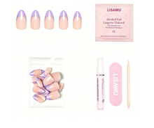 French Lilac press-on nails - almond shape, short length