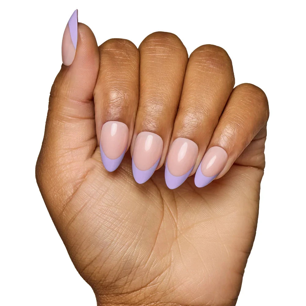 French Lilac press-on nail design - french tip style detail