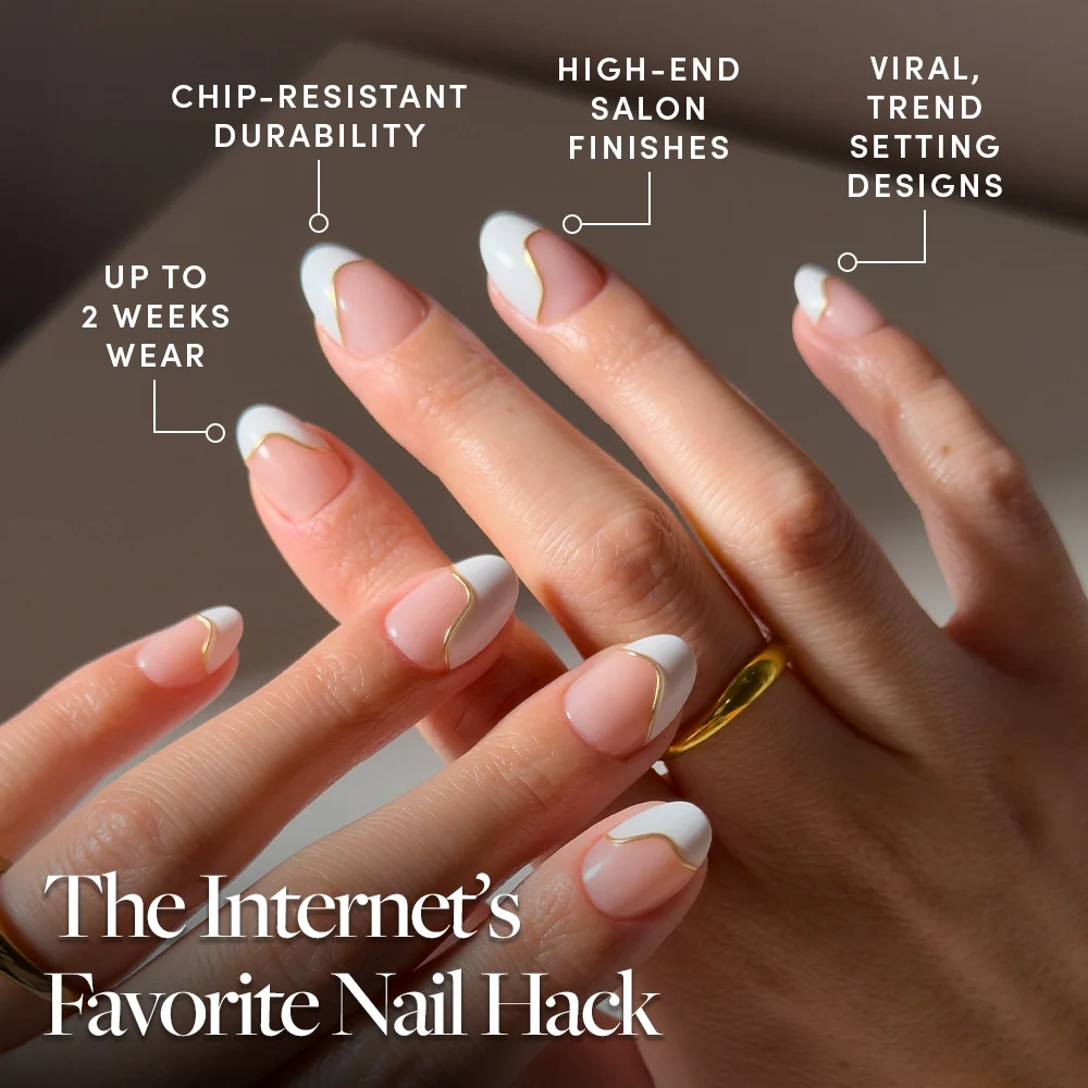 French Muse press-on nails - oval shape, short length