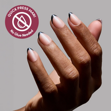 French Noir press-on nails - almond shape, extra short length