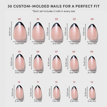 French Noir press-on nails - almond shape, extra short length