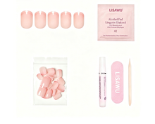 French Peach press-on nails - super short shape, super short length