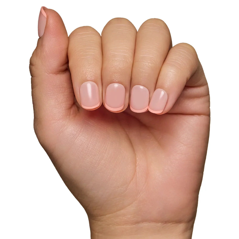 French Peach press-on nail design - french tip style detail