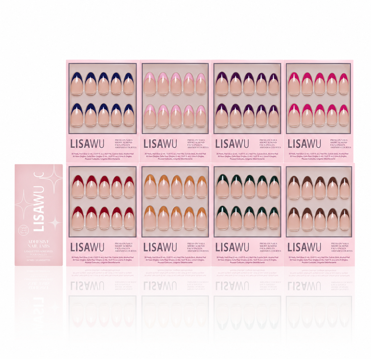French Tip Collection press-on nails in green shade
