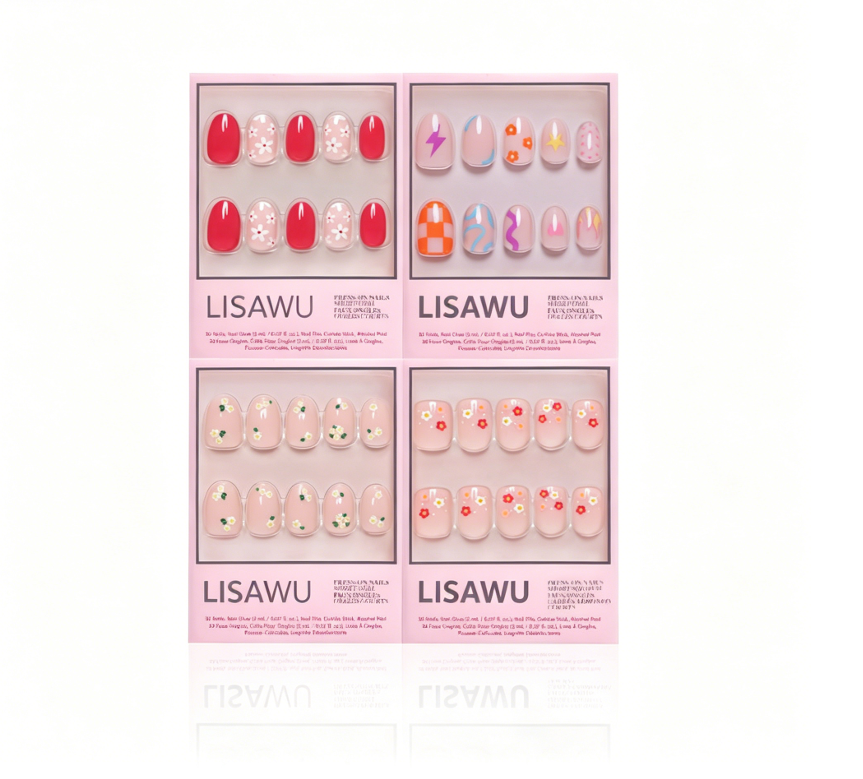 Fresh Florals press-on nails in nude shade