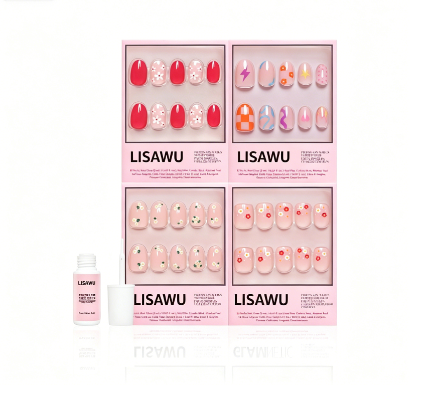 Fresh Florals press-on nails in pink shade