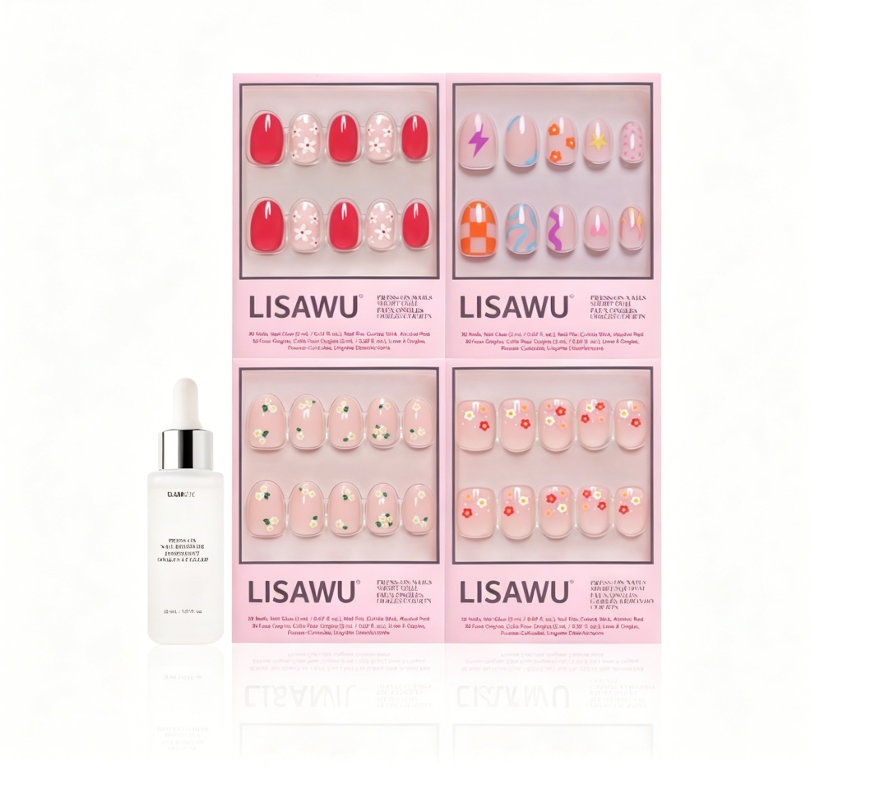 Fresh Florals press-on nails in purple shade