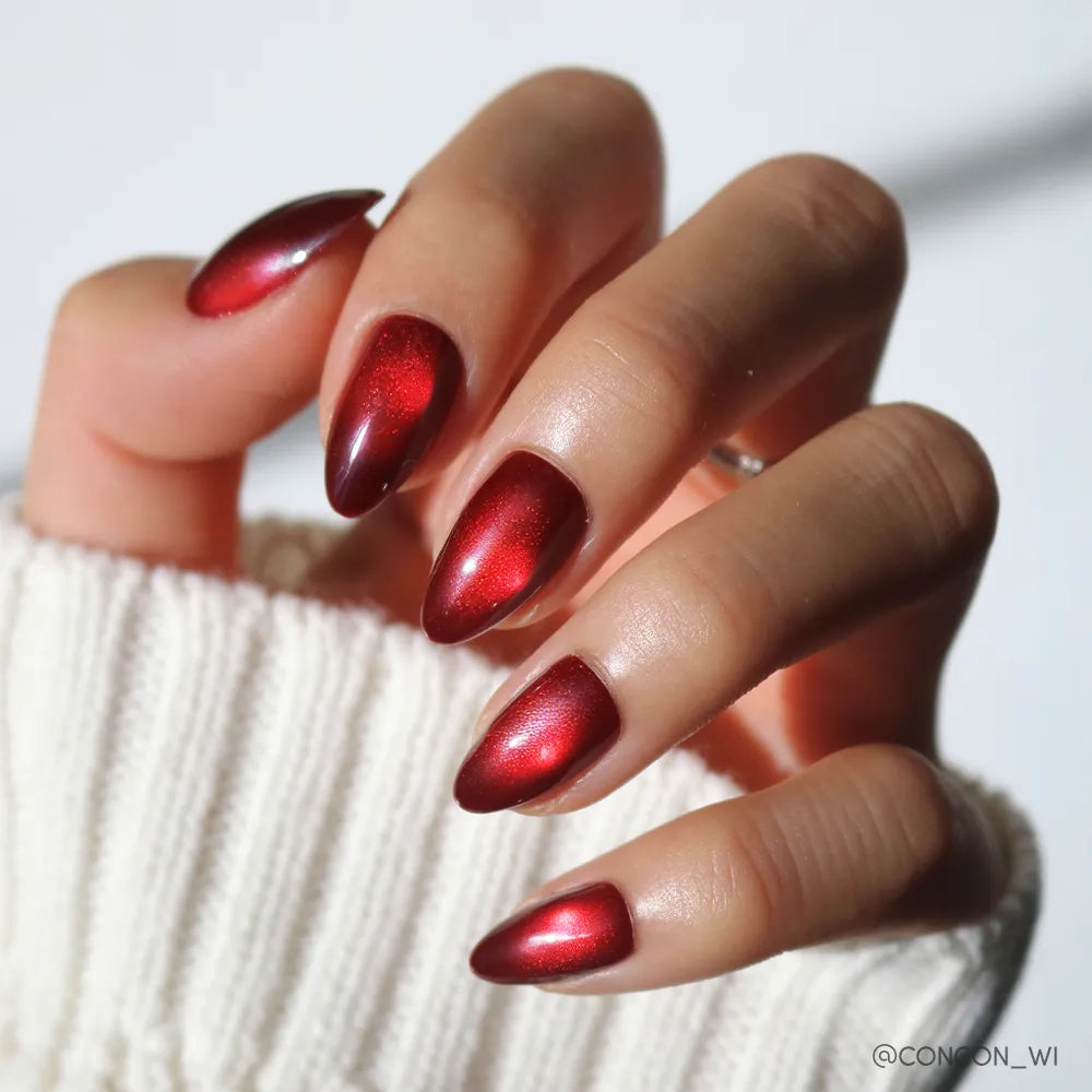 Frosted Cranberry press-on nails in red shade