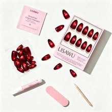 Frosted Cranberry press-on nail design - glass style detail