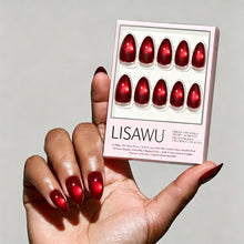 Frosted Cranberry press-on nails with glass finish