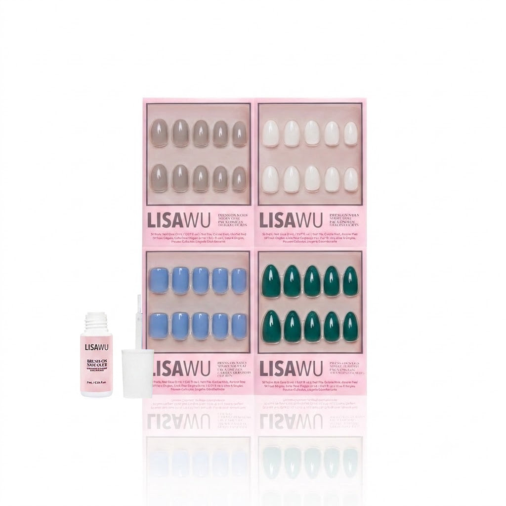 Frosted Fantasy press-on nails in green shade