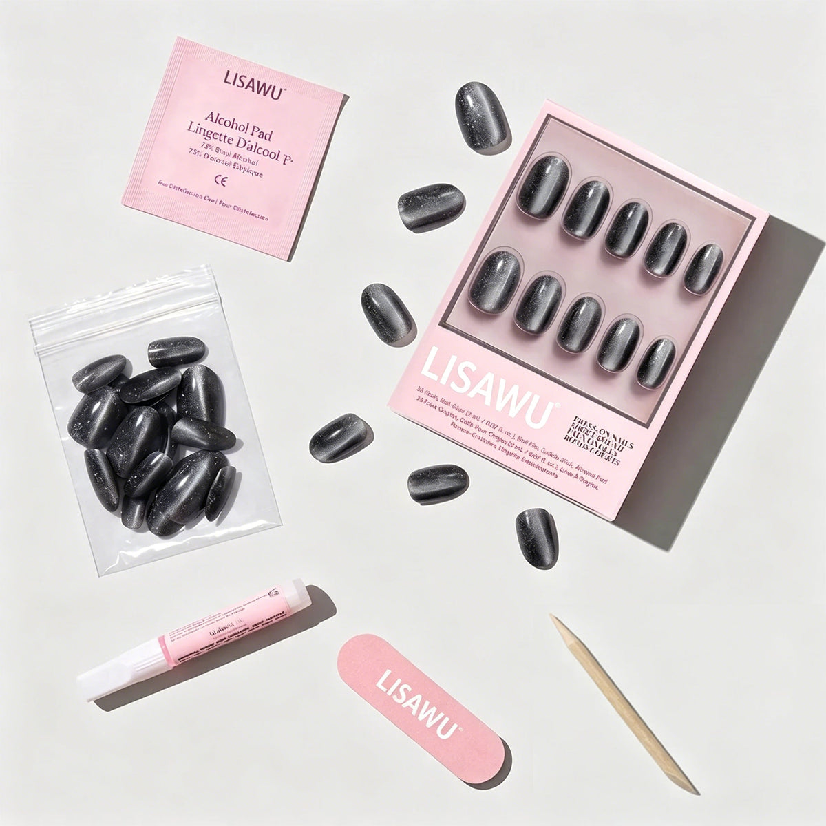 Galactic press-on nails - round shape, short length