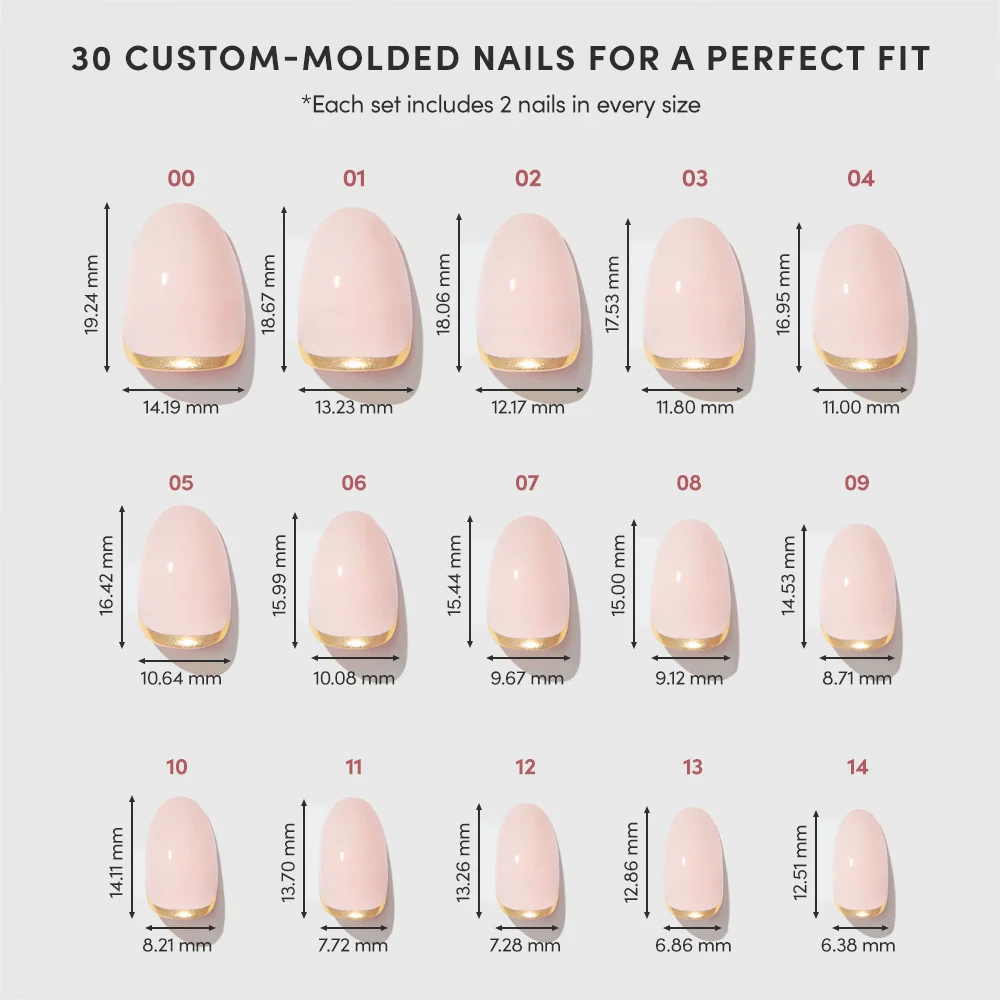 Glam Goals press-on nails - oval shape, short length