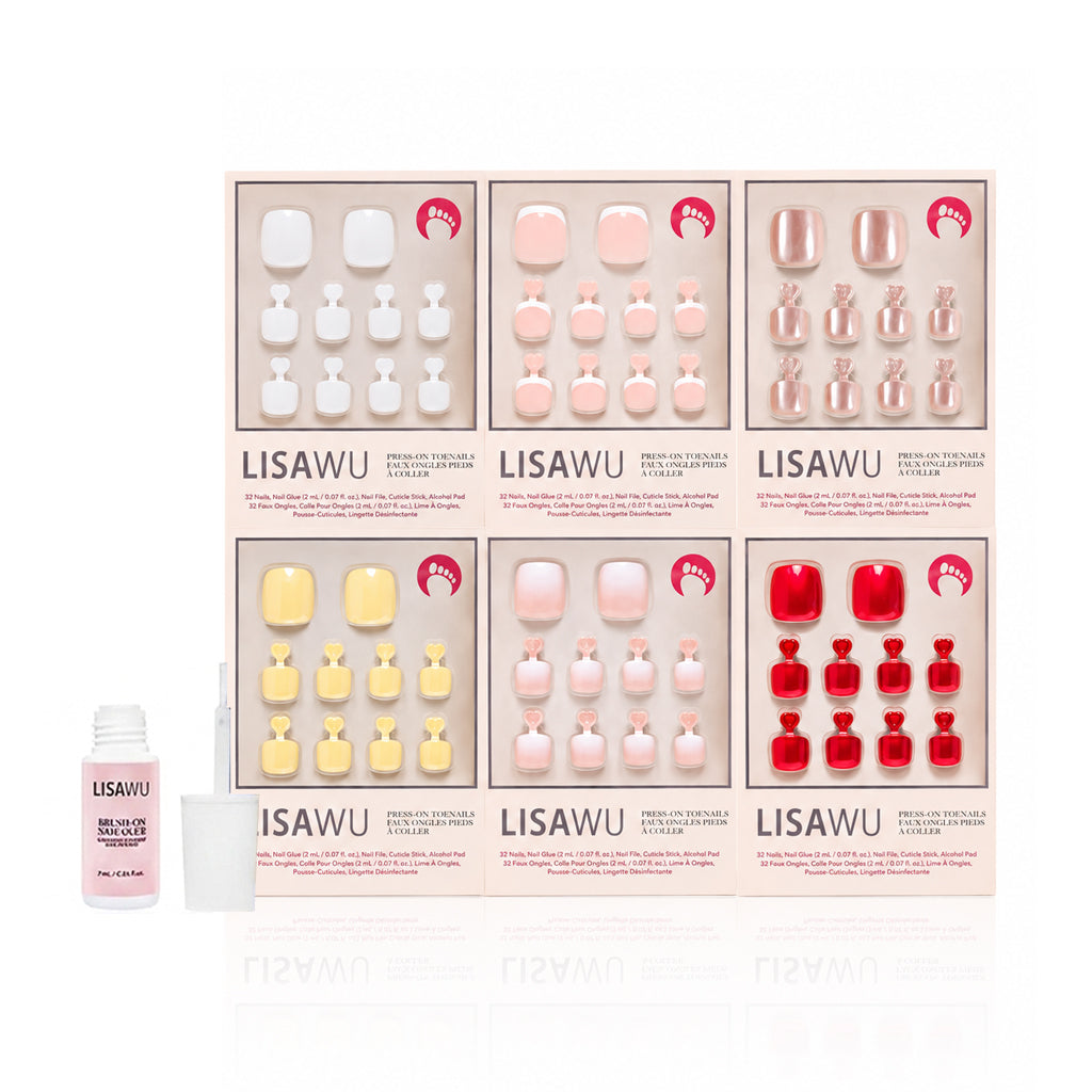 Glazed & Glossy Pedi Bundle press-on nails in pink shade