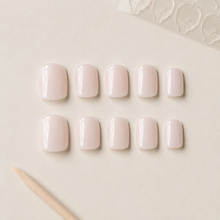 Glossy Milky Nude Short Square Press-On Nails press-on nail bundle - full set view