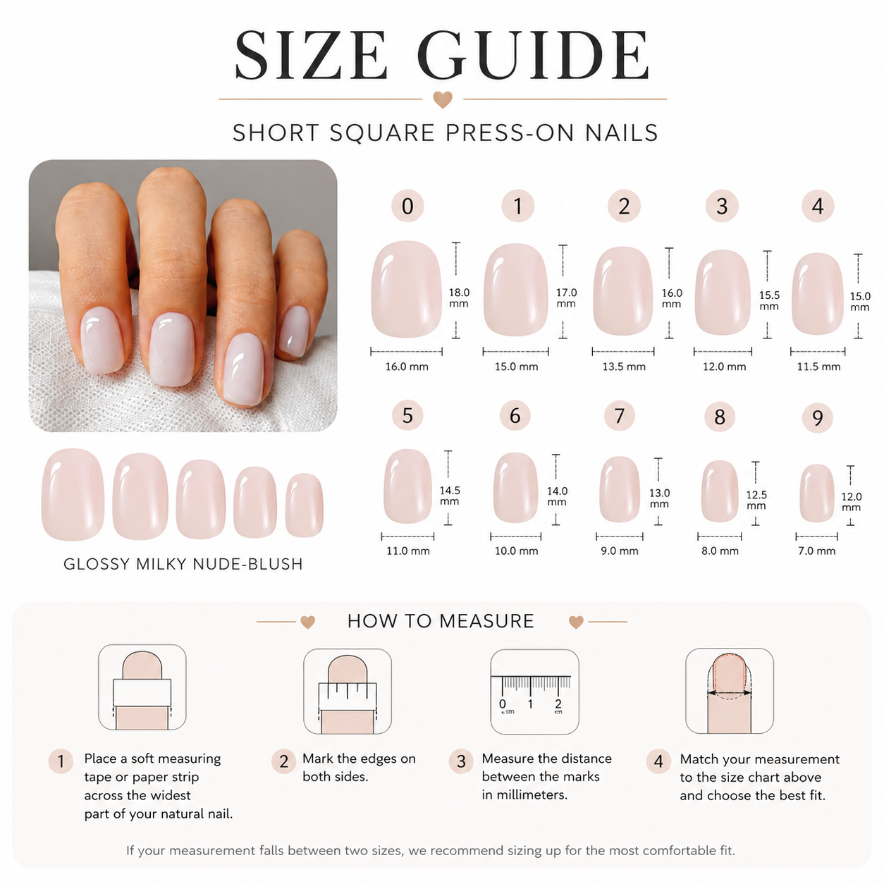 Glossy Milky Nude Short Square Press-On Nails press-on nails product detail