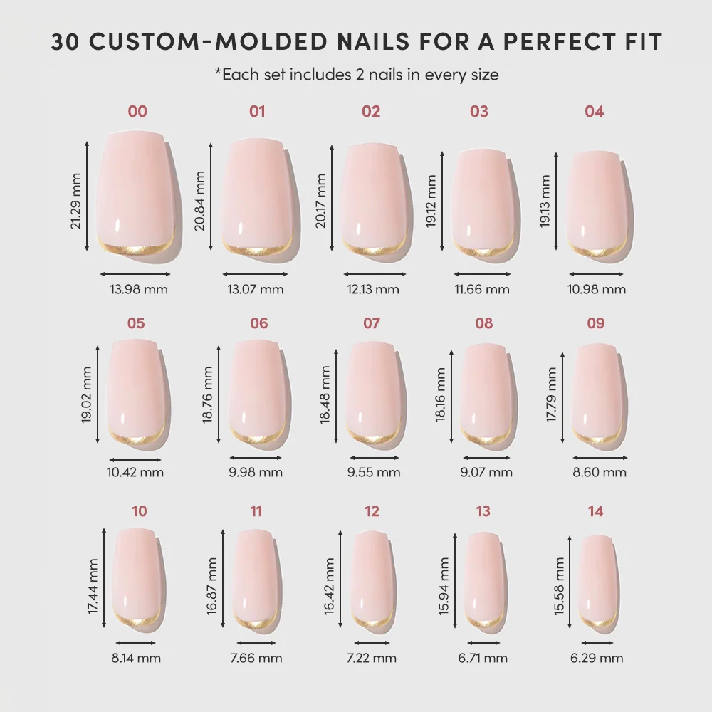 Gold Goals press-on nails - coffin shape, medium length