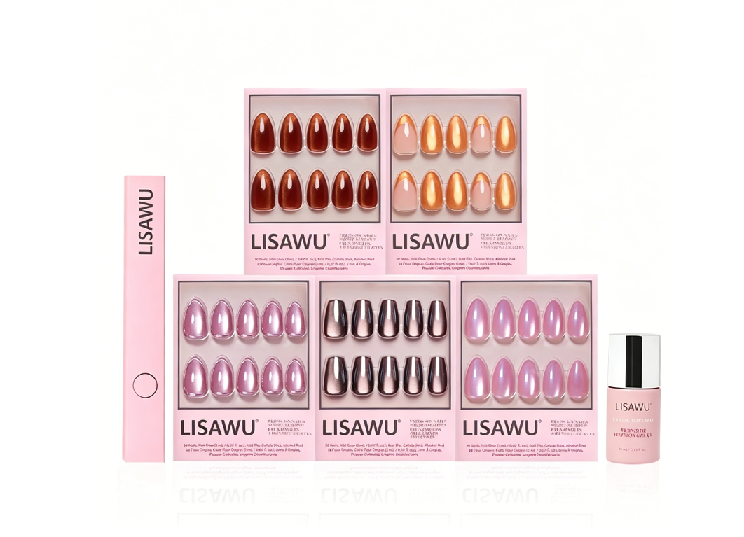 Golden Hour press-on nails in pink shade