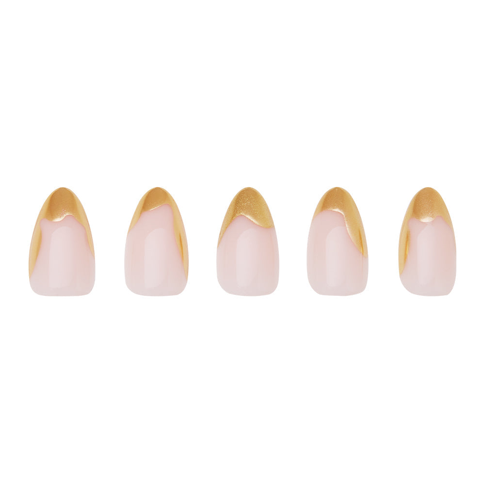 Golden Touch press-on nails - almond shape, short length