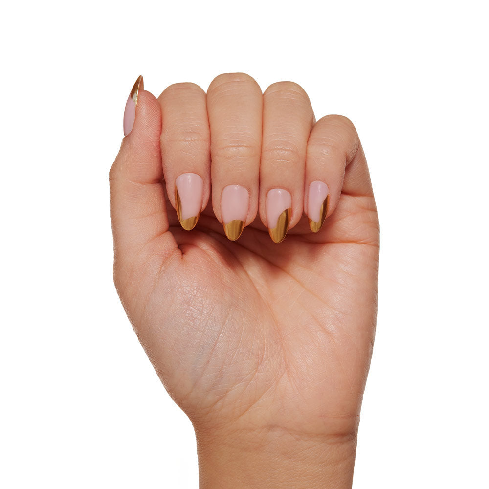Golden Touch press-on nail design - french tip style detail