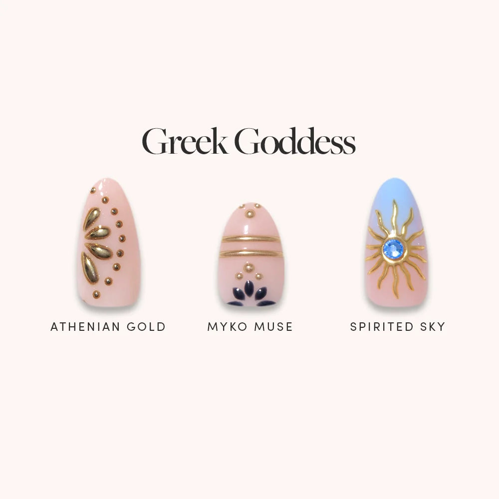 Lisawu Greek Goddess press-on nail bundle style selection