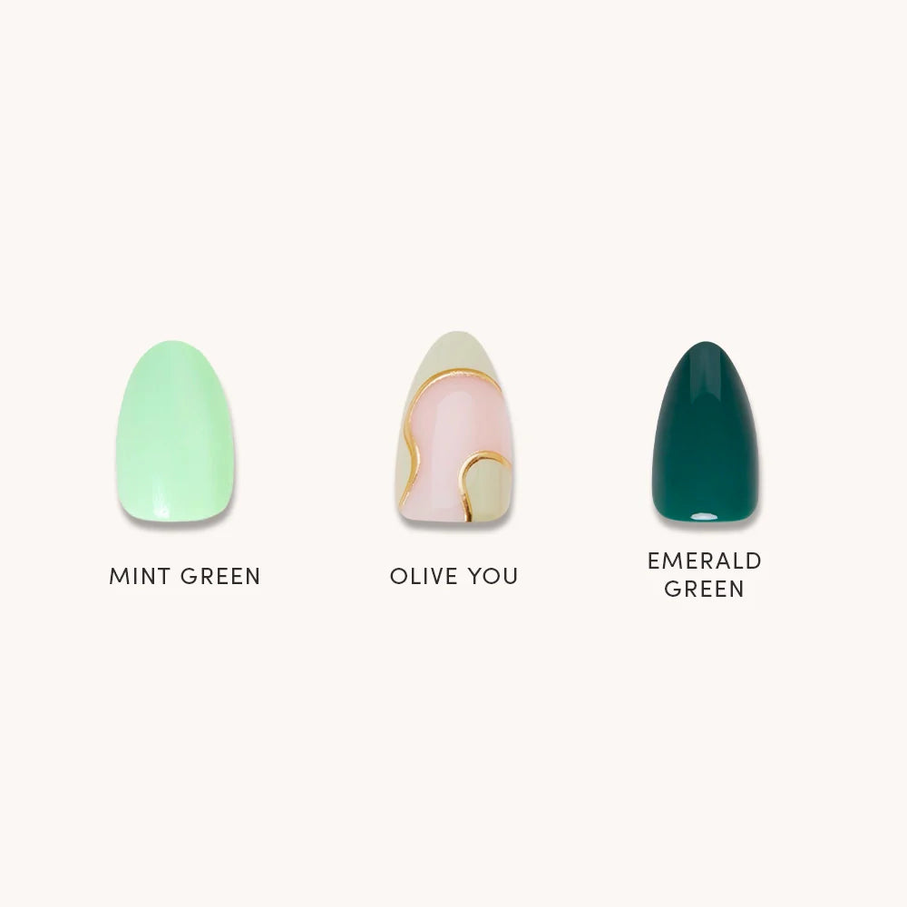 Lisawu Green Enchantment press-on nail bundle style selection