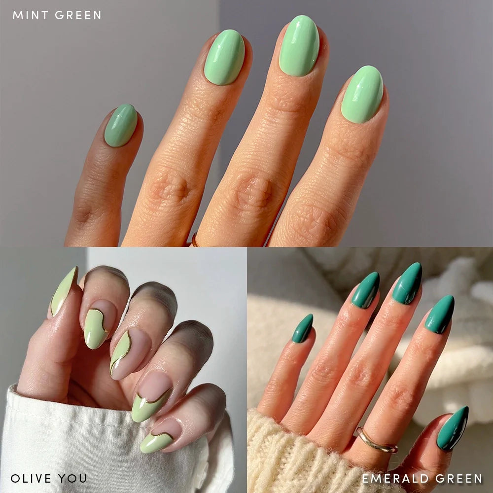 Lisawu Green Enchantment press-on nail bundle manicure lifestyle photo