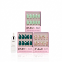 Green Enchantment press-on nails with glossy finish