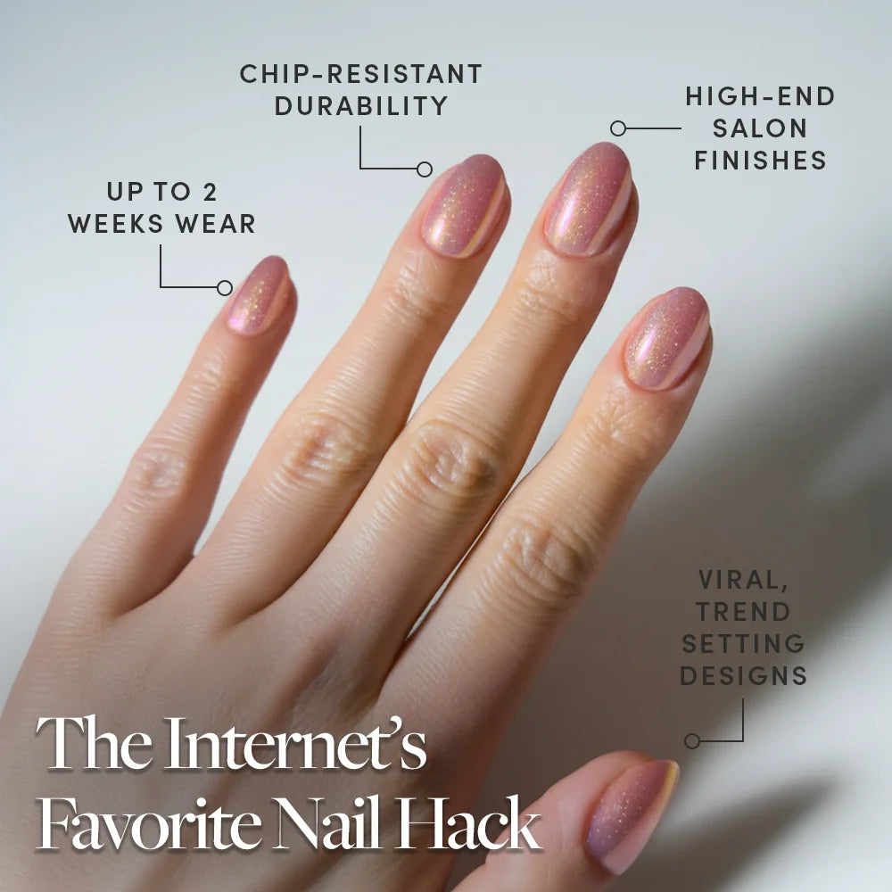 Guava Drop press-on nails - oval shape, short length
