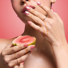Guava Drop press-on nail design - velvet style detail