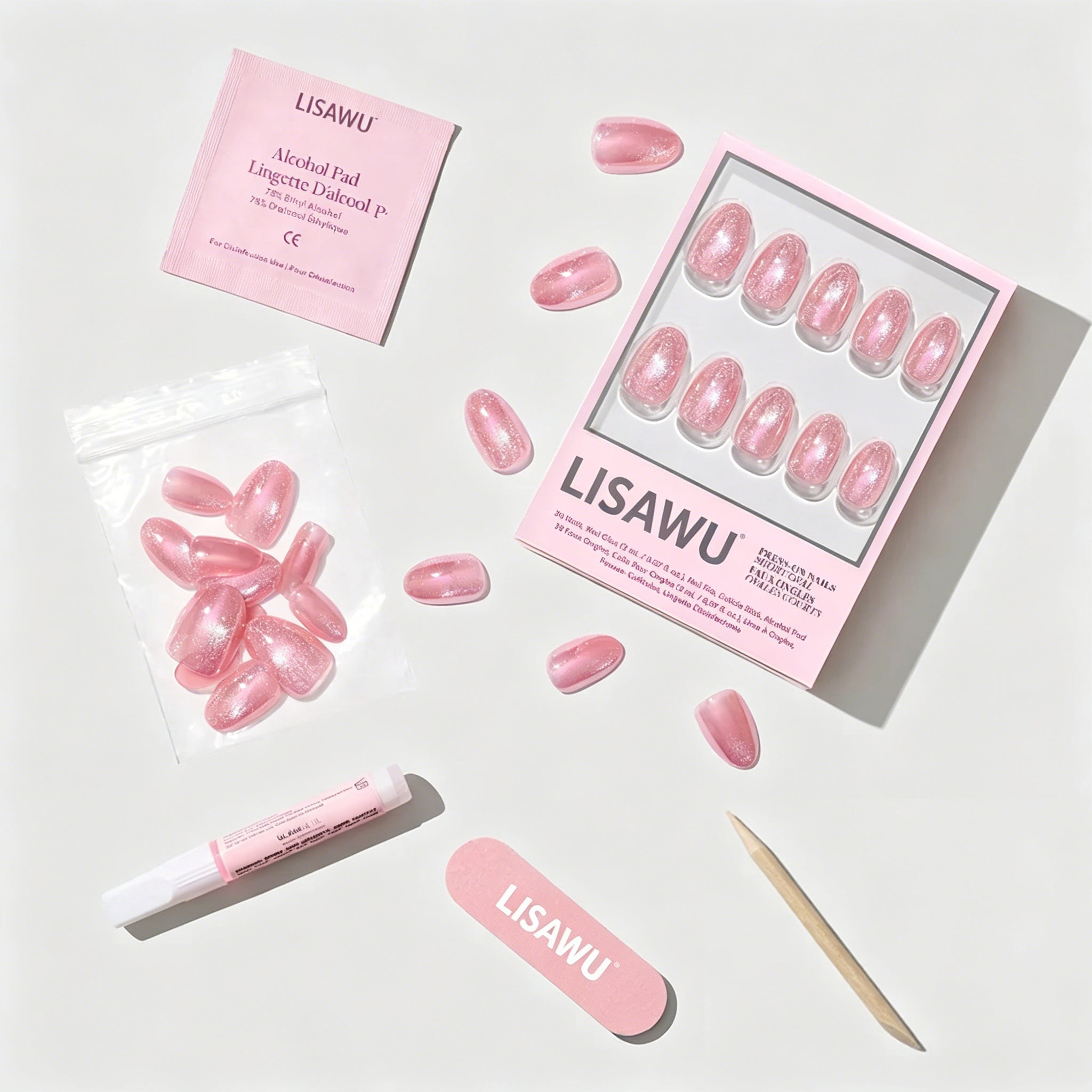 Guava Drop press-on nails with velvet finish