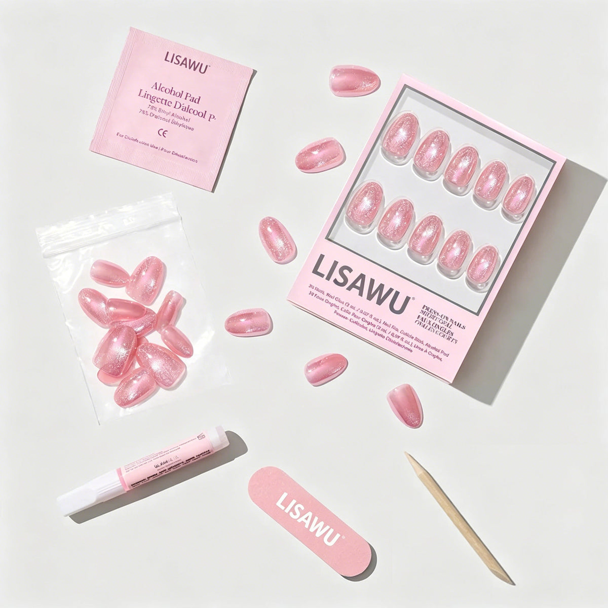 Guava Drop press-on nails with velvet finish