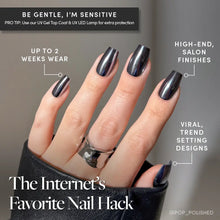 Gunmetal press-on nails with metallic chrome finish