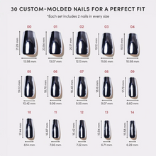 Gunmetal press-on nails - coffin shape, medium length