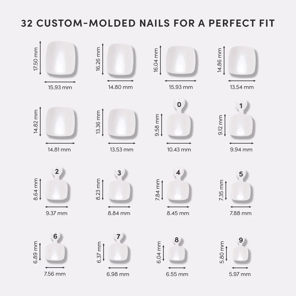 Hailey Toenail press-on nail bundle - full set view