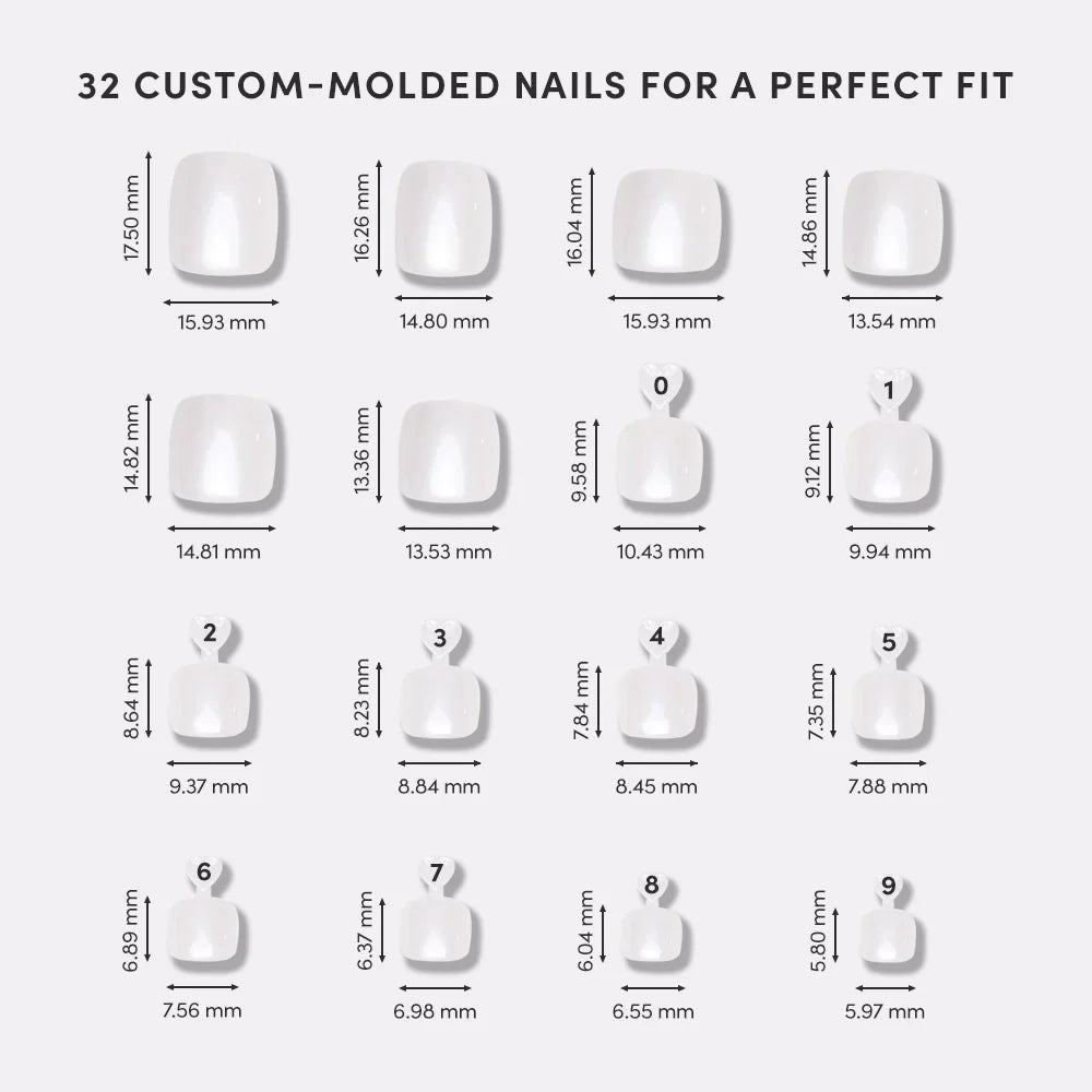 Hailey Toenail press-on nail bundle - full set view
