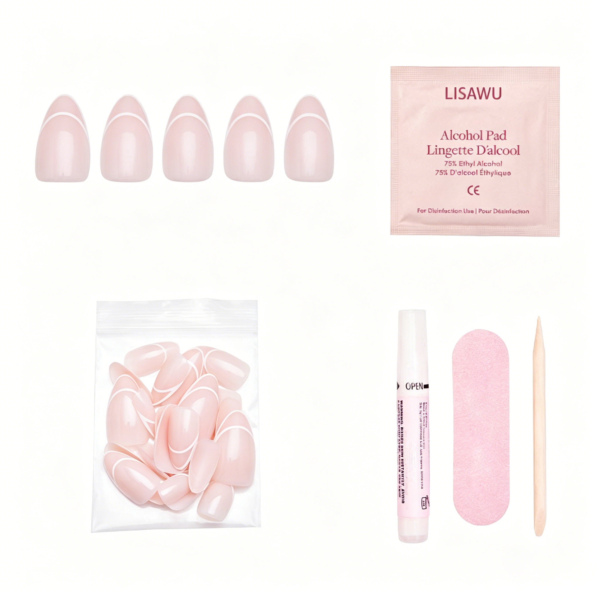 Heavenly press-on nails with glossy finish