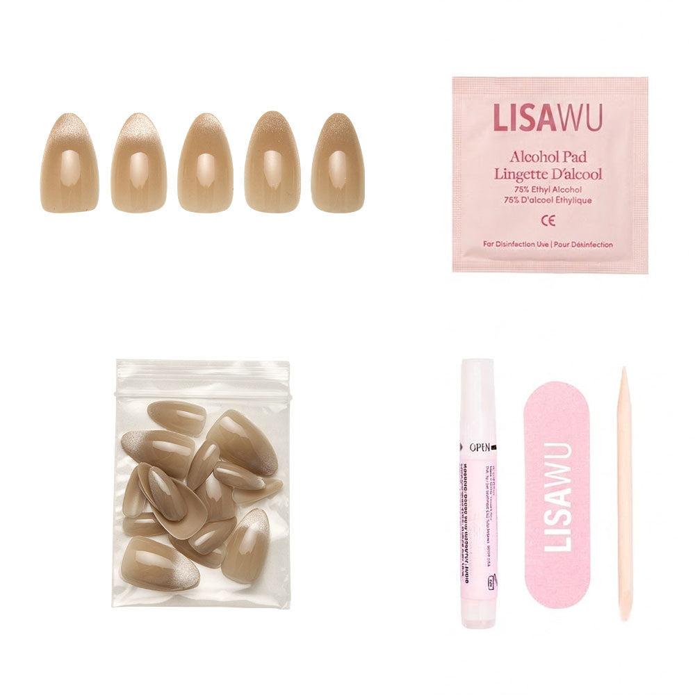 Honey Bun press-on nails with glossy finish