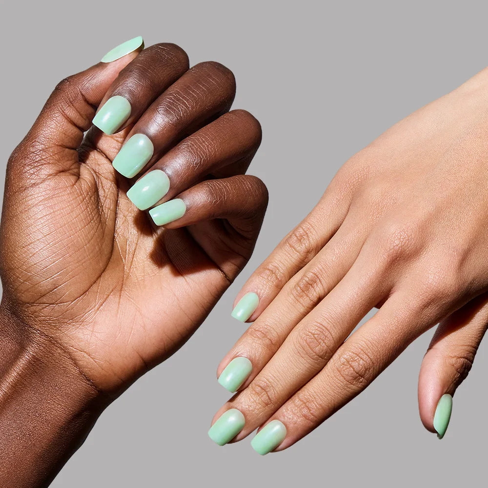 Honeydewy press-on nails with glazed finish
