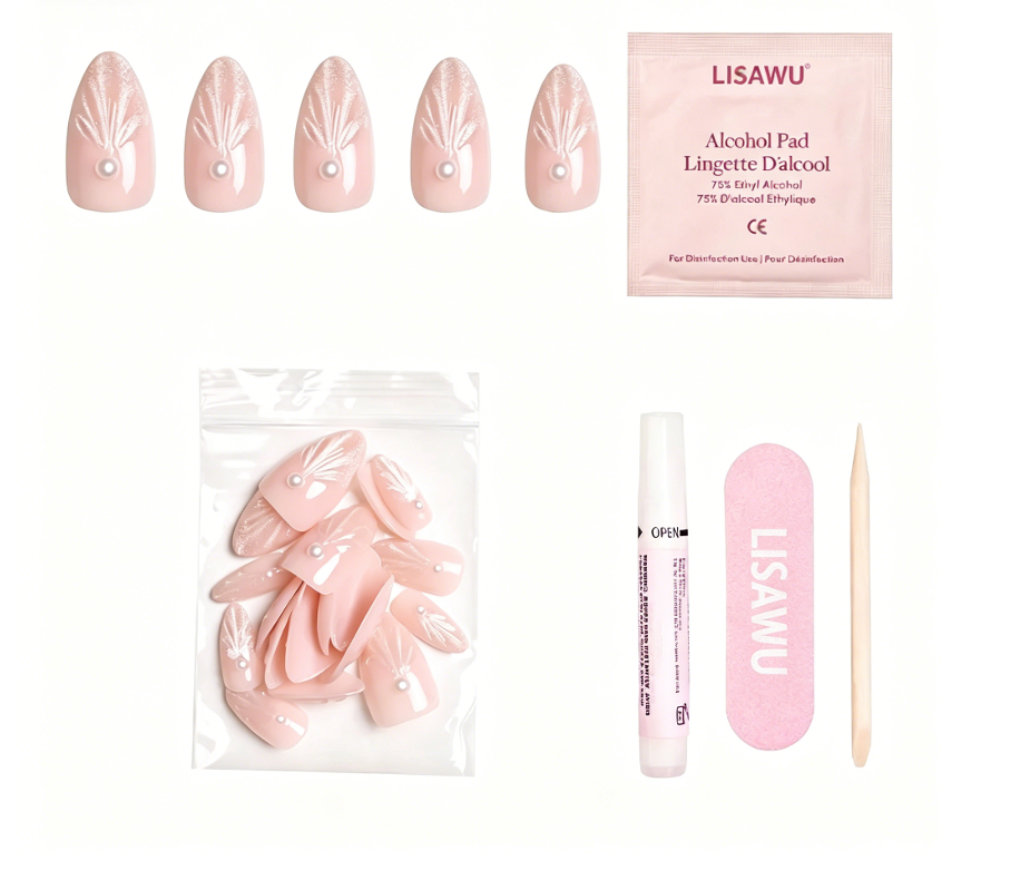Honeymoon press-on nails in soft pastel shades with glossy finish ideal for elegant nail set styling