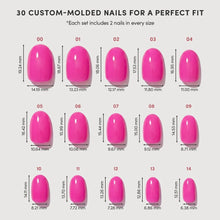 Hot Pink press-on nails - oval shape, short length