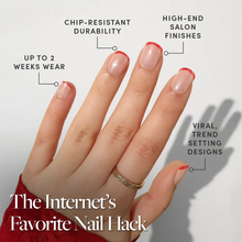 Hotline Red press-on nail design - french tip style detail