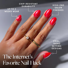 Icon Red press-on nails - oval shape, short length