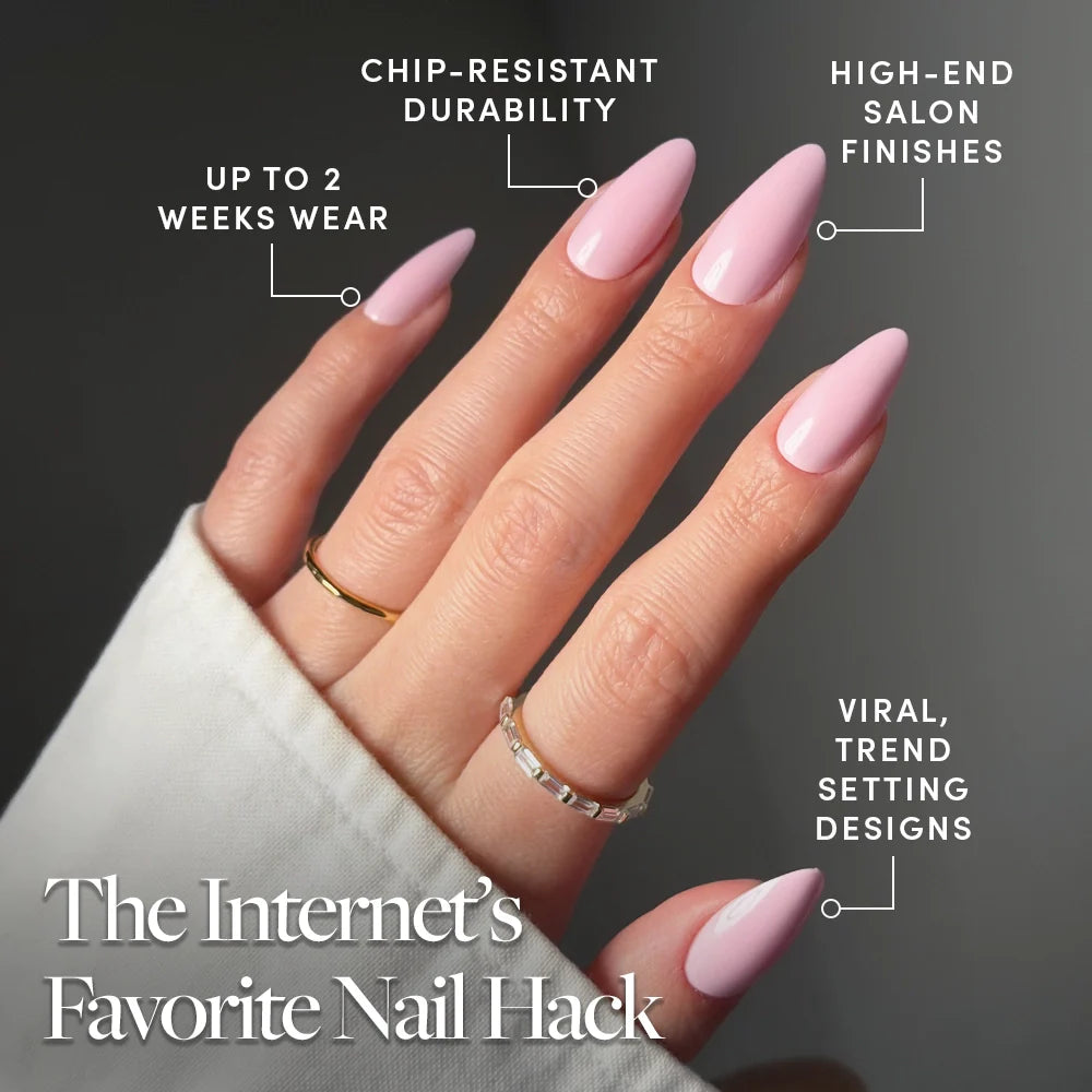 Iconic Pink press-on nail design - solid color style detail