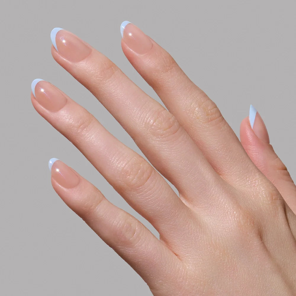 Into Blue press-on nails - oval shape, short length