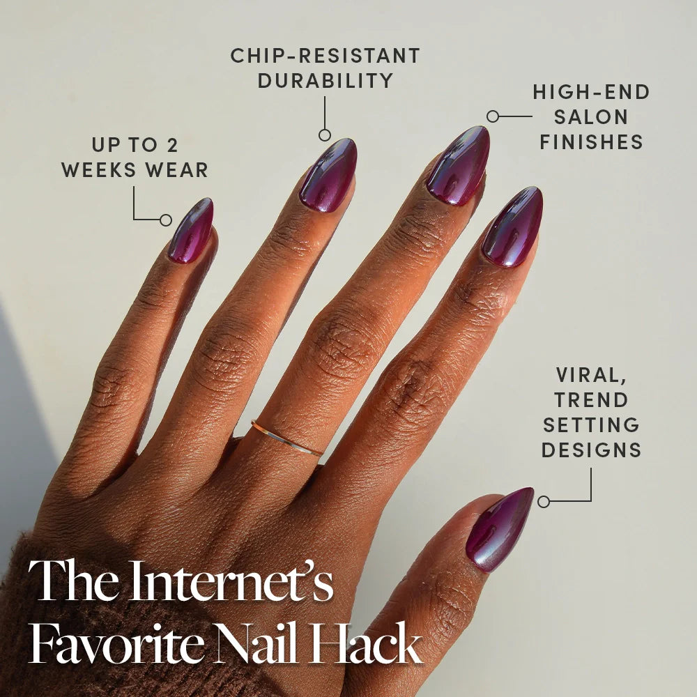 Jam Drizzle press-on nail design - solid color style detail
