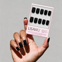 Jet Black press-on nails - squoval shape, short length