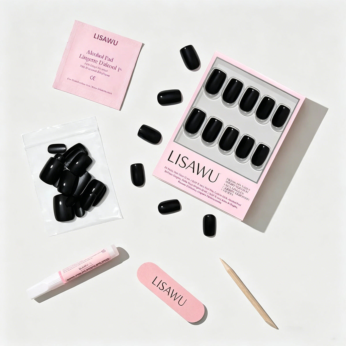 Jet Black press-on nails in black finish_glossy shade